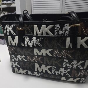Michael Kors Black and Brown Logo Tote